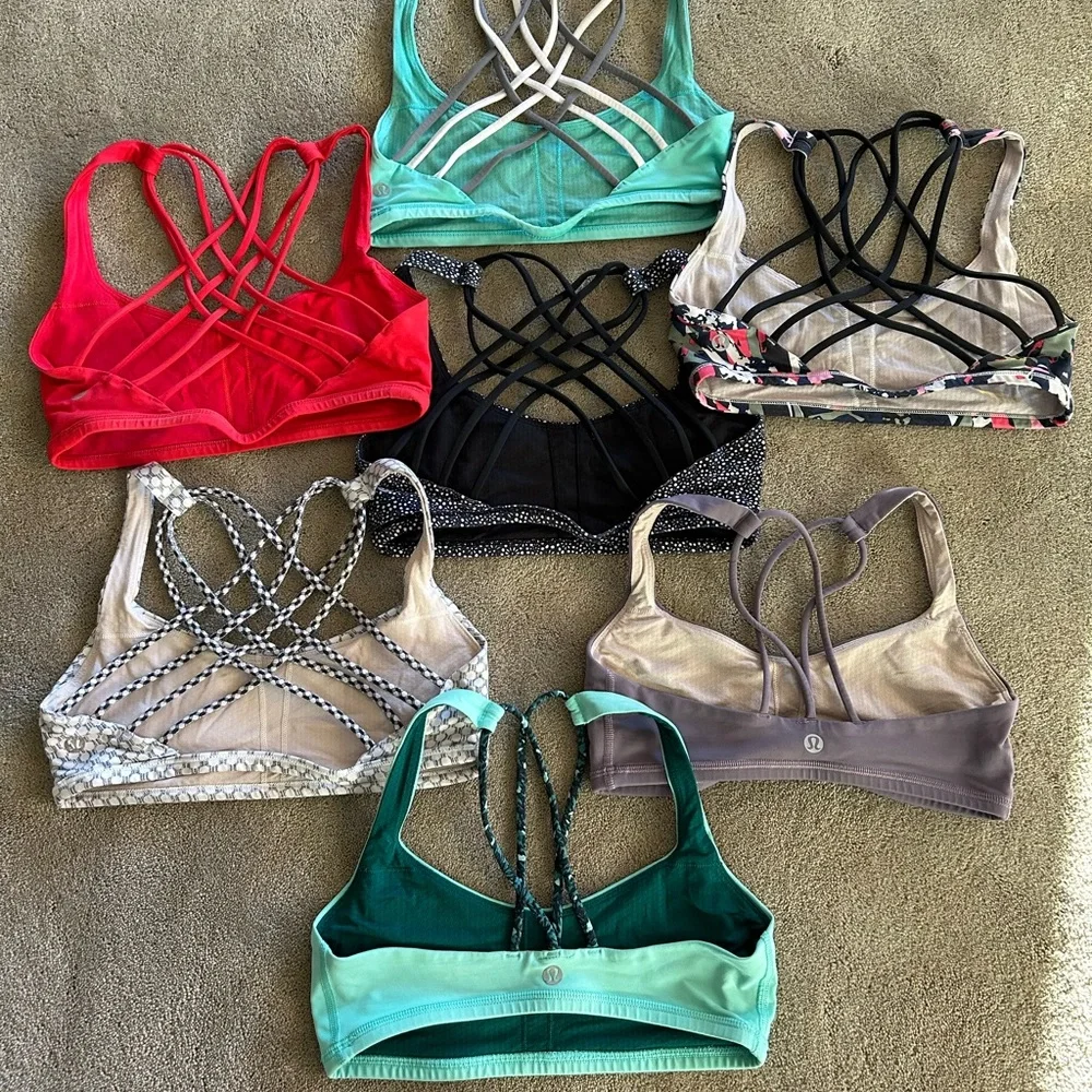 lululemon athletica Strappy Sports Bra Set - Red, Teal, Black, Gray, Multicolor - Picture 2 of 2